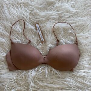 Skims Wireless Form Micro Strap Plunge Bra Sienna Size 32B